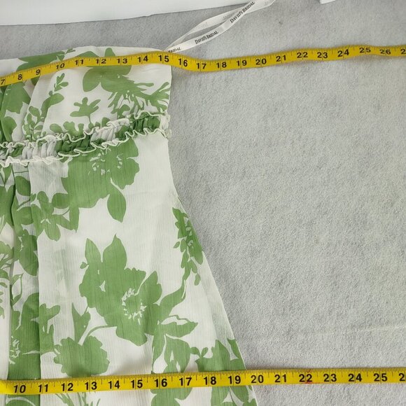 David's Bridal Women's Green Floral Strapless Dress Size 6 - Picture 9 of 12